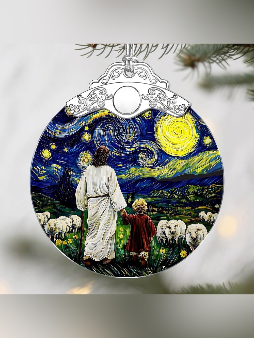 ✴️New✴️Starry Night Shepherd Ceramic Suncatcher (2/$15)